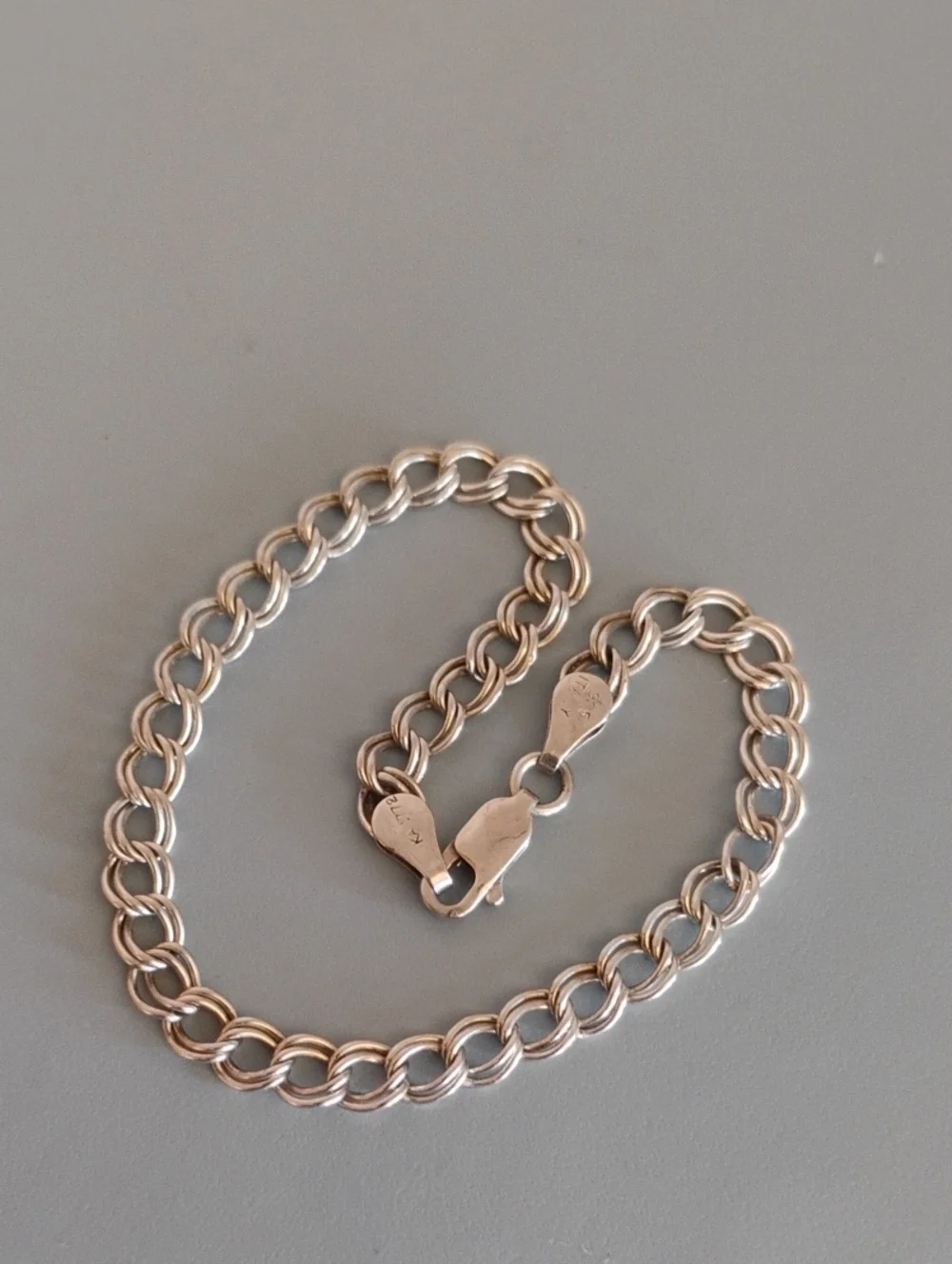 Sterling Silver Curb Chain Double Link Bracelet